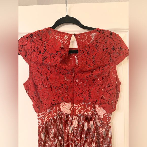 Anthropologie Women’s Arcadia Red Lace Floral Midi Dress size 0 - Picture 8 of 10